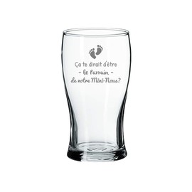 Verre gravé - Ça te dirait d'être le Parrain de Notre Mini-Nous? - Verre à bière 20oz