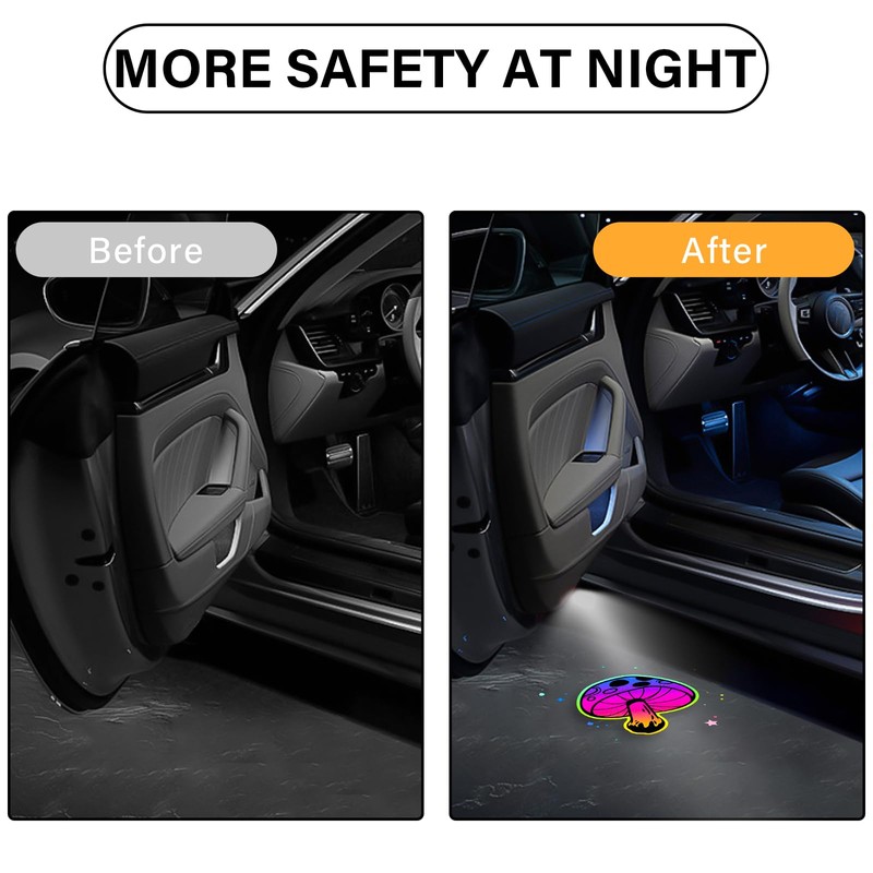 Car Door Lights Projector, Mushroom Car Door Projector Lights Universal