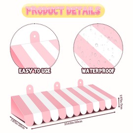 2 Pieces Circus Awnings Decoration, 3D Carnival Tent Striped Awning Wall Decorations for Carnival Circus Theme Party, Carnival Stand, Party Favors Supplies