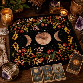 Moonflower Tarot Card Table Cloth for Readings – Decorative Altar Mat for Astrology, Meditation & Décor