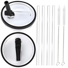 2pcs Leakproof Lid with 4 Straws & 2 Brush - Perfect Leak Proof Replacement for 40 OZ Tumbler Cup, Reusable Spill Proof for Tumbler with Straw and Lid
