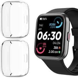 ID208 Plus Smart Watch Case, Blueshaweu Soft All Around TPU Case with Screen Protector Compatible for Quican/ENOMIR/Tensky/Fitpolo/Aeac/WMK/Konitee/VRPEFIT ID208 Plus Smart Watch 1.8" (Clear+Clear)