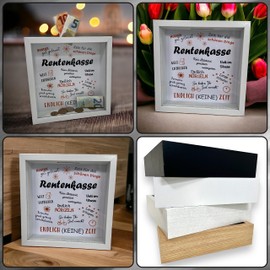 BUSDUGA 4307 Sparkasse Picture Frame Pension Fund 20 x 20 x 5 cm Money Box Money Gift (White)
