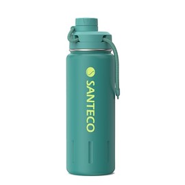 Insulated Water Bottles, Stainless Steel Flask with Lanyard & Wide Mouth Spout Lid, Leak Proof Double Wall Vacuum Drink Bottle, Keep Drinks Hot & Cold for Hiking Camping (Star Green, 24oz / 710ml)