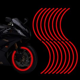 Leasinder 16pcs 17-19'' Reflective Wheel Rim Stripe Decal Sticker for Motorcycle Wheels Car Cycling Bike Bicycle Night Safety Decoration Stripe Universal Reflective Rim Stickers (Style 1 Red)