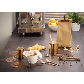 ECHTWERK EW-BA-3502K Coffee Accessory Set, 23 Pieces, Milk Foam Jug 350 ml, Cocoa Shaker, 4x Espresso, 4x Cappuccino, 4x Latte Macchiato Spoons, 4x Coffee Clips, EW-BA-3502K Copper Edition