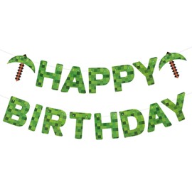 SAVITA Happy Birthday Banner, Creative Birthday Garland Funny Miner Theme Party Favors Party Supplies Decor for Wall Window Door Parties Decoration