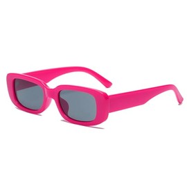 YooThink Rectangle Sunglasses for Women Men Small Narrow Square Frame UV400 Protection (Hot Pink)
