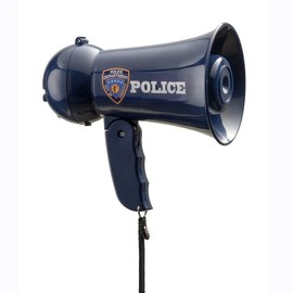 Dress-Up-America Police Officer Megaphone for Kids – Blue Bullhorn Speaker with Siren Sound – Pretend Play Toy for Role-Playing and Dress-Up