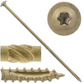 Jake Sales #17 x 10" Construction Lag Screw Exterior Coated Torx/Star Drive Heavy Duty Structural Lag Screw Far Superior to Common Lag Screws (25 Screw Count) Modified Truss Washer Head