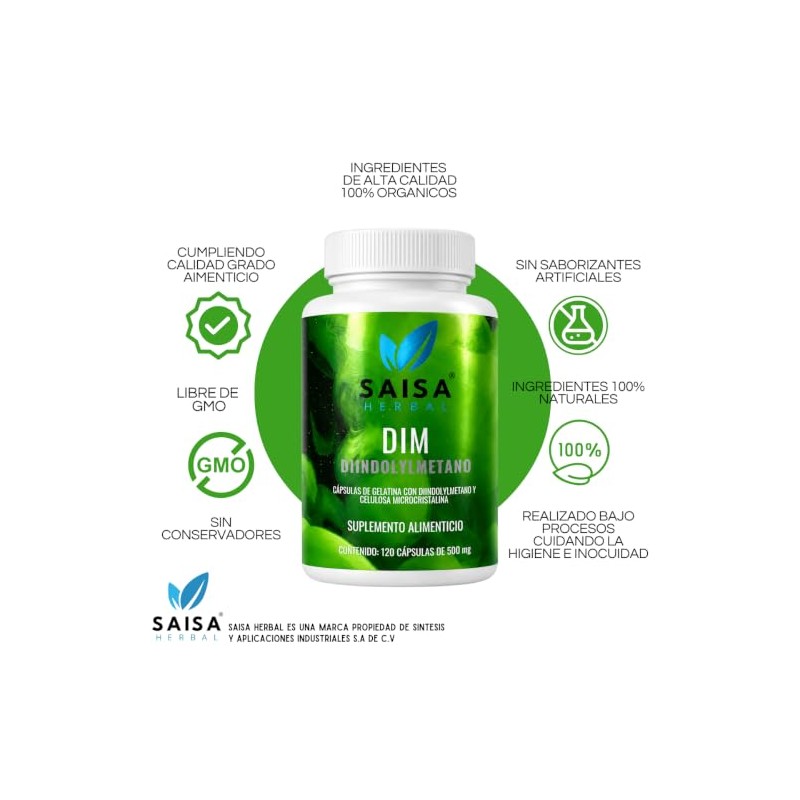 Suplemento Dim (diindolilmetano) 120 Cápsulas Saisa Herbal