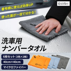 WELL ORIGIN: Microfiber Towel for Car Washing, Edgeless, Microfiber Towel, Coating, Wipes, Set of 6, 15.7 x 15.7 inches (40 x 40 cm), No Border, Super Absorbent Cloth