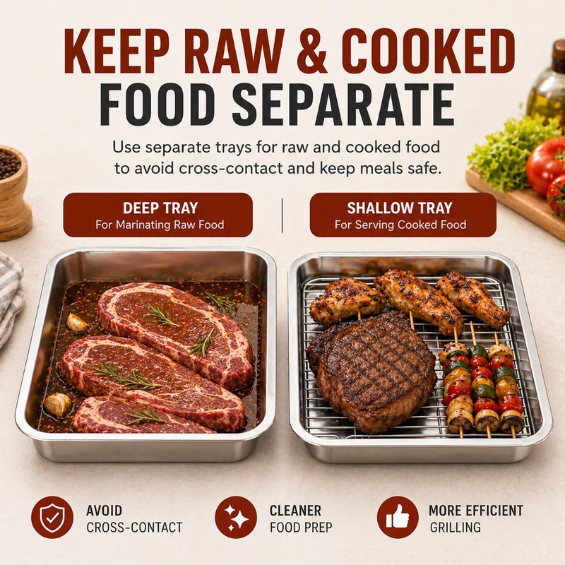 QURAS Grill Prep & Serve Tray Set with Lids, 5-Piece