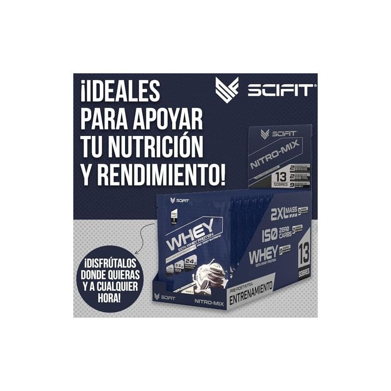 Scifit Nitro-Mix Protein Protenas Whey-Iso Zero Carb-Gainer 12 Sobres Variedad