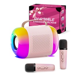 E-SMARTER Mini Karaoke Machine 2 Microphones, Bluetooth 5.3 Kids Karaoke Machines Portable with 4 Dazzling Light Modes & Voice Changer, Boys Girls Toys for 3-12 years old for Kids