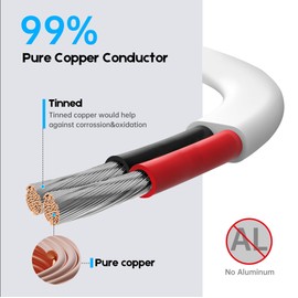 LRXCREEK 14 Gauge Marine Wire 50ft Tinned Copper Electrical Wire, Standard USA 14 AWG Duplex Marine Grade Wire for Boat Automotive Speakers RV and Trailer