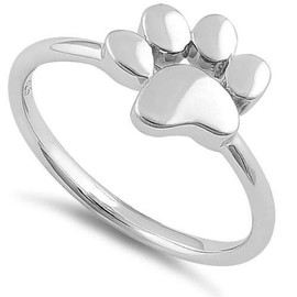 Sterling Silver The Beauty of Dog Lovers Connection,4 Design Paw-Heart Collection Rings(Size 3-12) (sterling-silver direct paw/heart, 3)