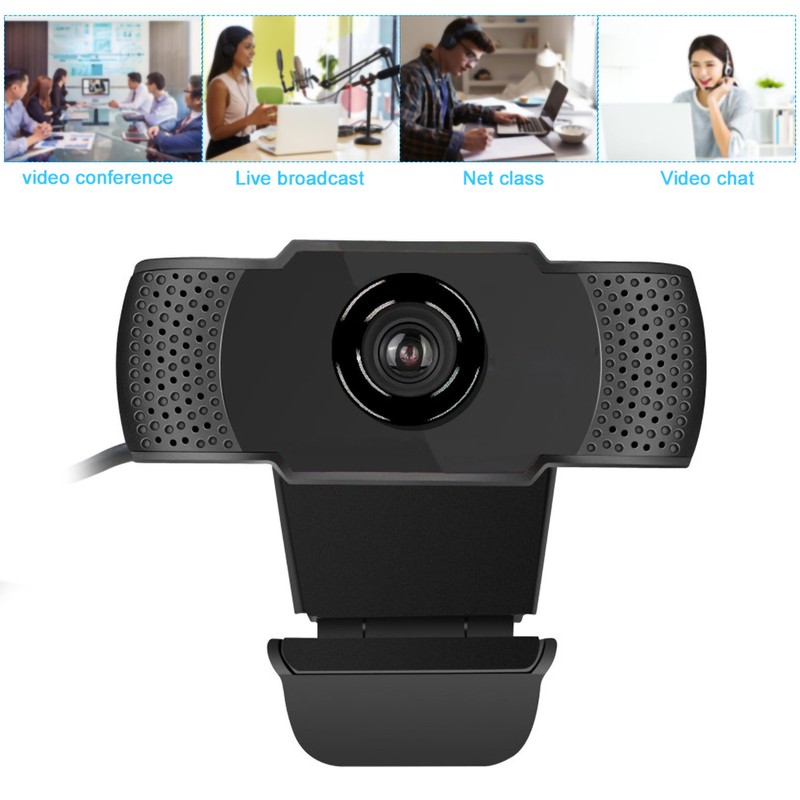 Webcam 1080p Black Computer Office Camera Builtin Microphone Free Drive