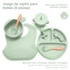 8pzs Platos para Bebe Silicon, Set Alimentacion Complementaria Bebe (Verde)