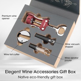 Wine Opener, Gift Zinc Alloy Premium Wing Corkscrew Wine Bottle Opener with Multifunctional Bottles Opener