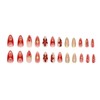 Red Flower Press on Nails Medium Almond Fake Nails with