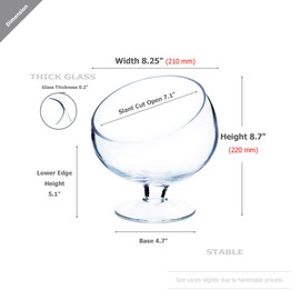 WGV Slant Cut Bowl Glass Vase Bulk with Stand, Width 8.25", Height 8.75", Clear Planter Terrarium, Candy Dish, Fruit Jar for Wedding Party Event, Home Office Decor, 4 Pieces