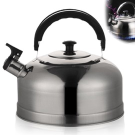 3 L Kettle, Stainless Steel Whistling Kettle, 410 Thickened American Kettle Made of Stainless Steel with Whistle When Water Boils, Tea Kettle, Suitable for All Types of Cookers, Steel Camping Kettle
