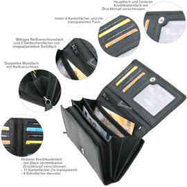 Money Maker - Women's Leather Wallet - Large Purse for Women - Wallet with RFID Protection, Black, black, rfid wallet