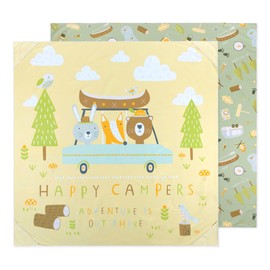 Bumkins Throw Blanket Towel, Toddler, Kids and Baby, Travel, Beach, Picnic, Outdoor Indoor Play, Soft, Lightweight, Microfiber Resists Sand and Debris, Reversible – Happy Campers