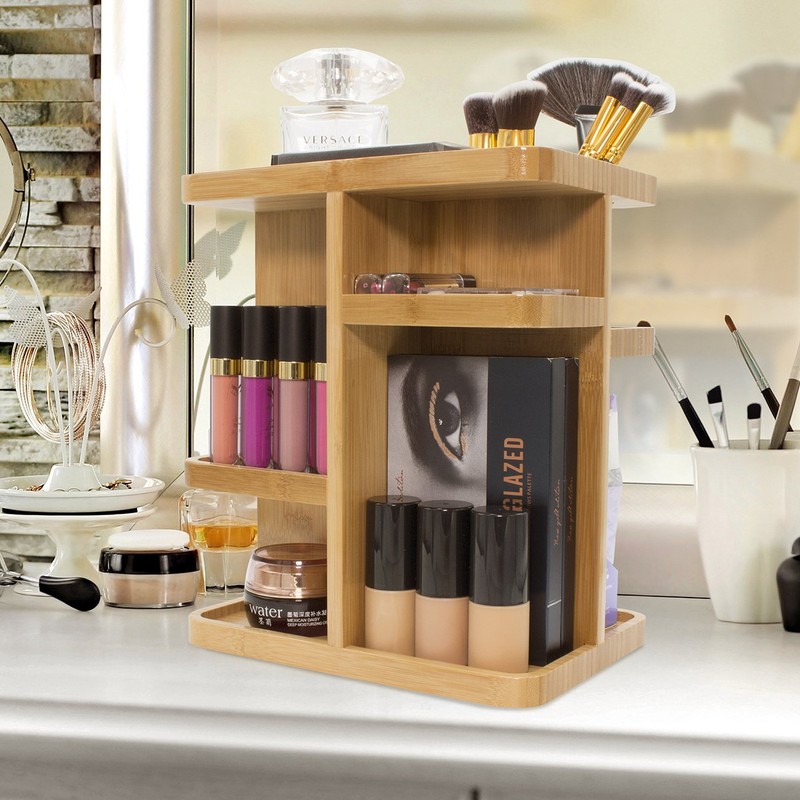 Sorbus 360° Makeup Organizer - Bamboo Wood Make Up Storage
