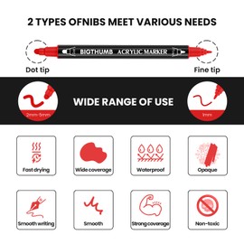 BIGTHUMB 26 Colors Acrylic Paint Pens, Dual Tip Acrylic Paint Markers with Fine Tip and Dot Tip, Paint Markers for Painting Rock, Wood, Canvas, Glass, Ceramic, DIY Crafts Making Art Supplies