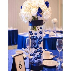Royal Blue (Bright Navy) Pearls - No Hole Jumbo/Assorted Sizes Vase Decorations - to Float The Pearls Order The Floating Packs from The Options Below