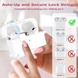 R-fun Compatible AirPods Pro 2nd Generation/1st Generation Headphone Cases, Fully Drop Proof Auto Eject Protective Cover Design, New Charging Port Dust and Stand Design,White
