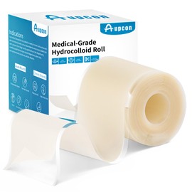 AUPCON Hydrocolloid Wound Dressing Roll, Flexible Waterproof Bandage for Blisters, Cuts & Minor Burns, Breathable Adhesive Skin Protection Tape, Latex-Free (2IN*4.8FT)