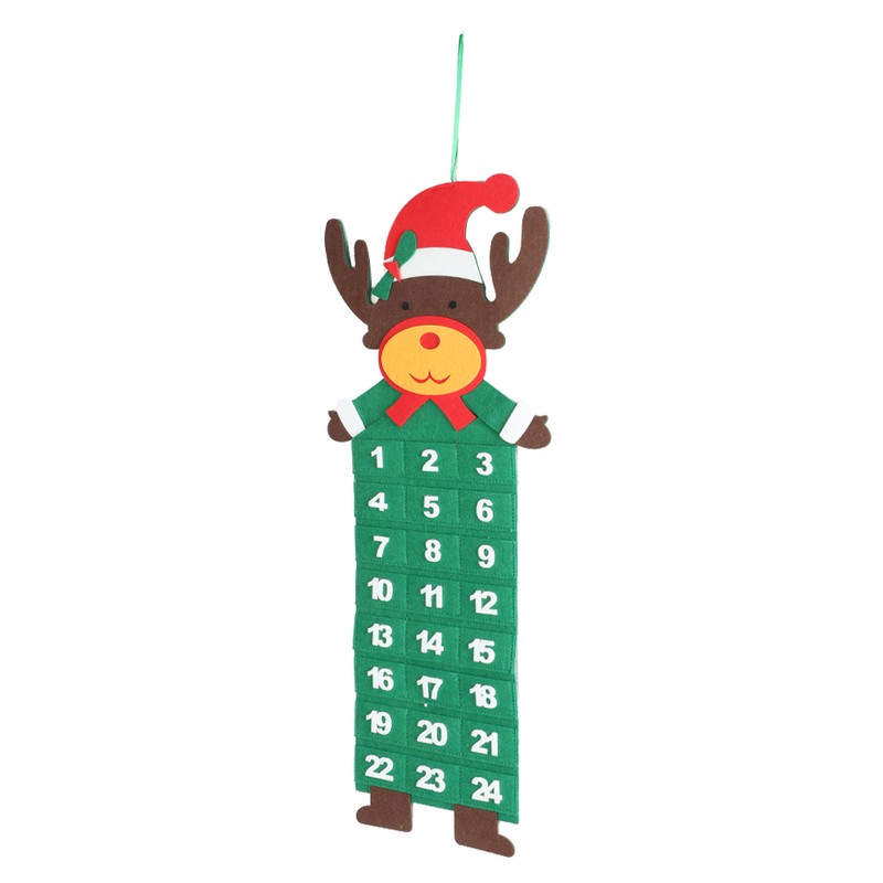 Christmas Themed Cute Felt Countdown Calendar Xmas Home Hanging DecorationElk