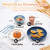 Wheat Straw Dinnerware Sets,64-Piece Plates and Bowls Sets for 8-Unbreakable,Reusable