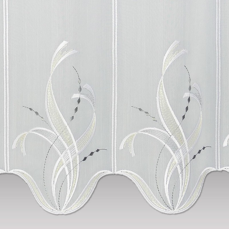 Sancia Modern Net Curtain with Plauener Lace Embroidery White /