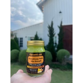 KleverKlover Back and Neck Aromatherapy Balm Ultra Strength for Healing Sore Muscle & Joint After Workout or Yoga - Plai Oil - Preservative Free- Citrus Scent + Free Massage Reflexology Wooden Stick