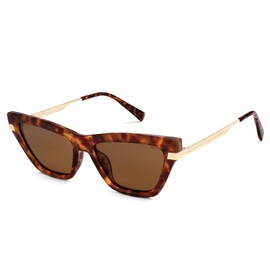 SOJOS Retro Small Polarized Cat Eye Sunglasses Womens Vintage Shades Trendy Stylish Sunnies SJ2361 with Tortoise/Brown Lens