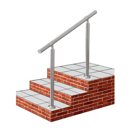 ZALNVEY Outdoor 3 Step Handrail, DIY 304 Stainless Steel Transitional Hand Rails with Installation Kit, Silver Porch Stair Railing for Concrete Brick or Wooden Steps, 39 x 36 Inch