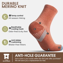 innotree Merino Wool Hiking Socks for Women Crew Socks Thermal Warm Cushion Moisture Wicking Boot Socks 5 Pairs,Medium