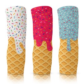 Prospect Sports Ice Cream Baseball Arm Sleeve – 2 Pack Youth & Adult Compression Sleeves – Pink, Blue, White – Stylish Sports Accessory for Baseball Drip (White, Adult S/M)