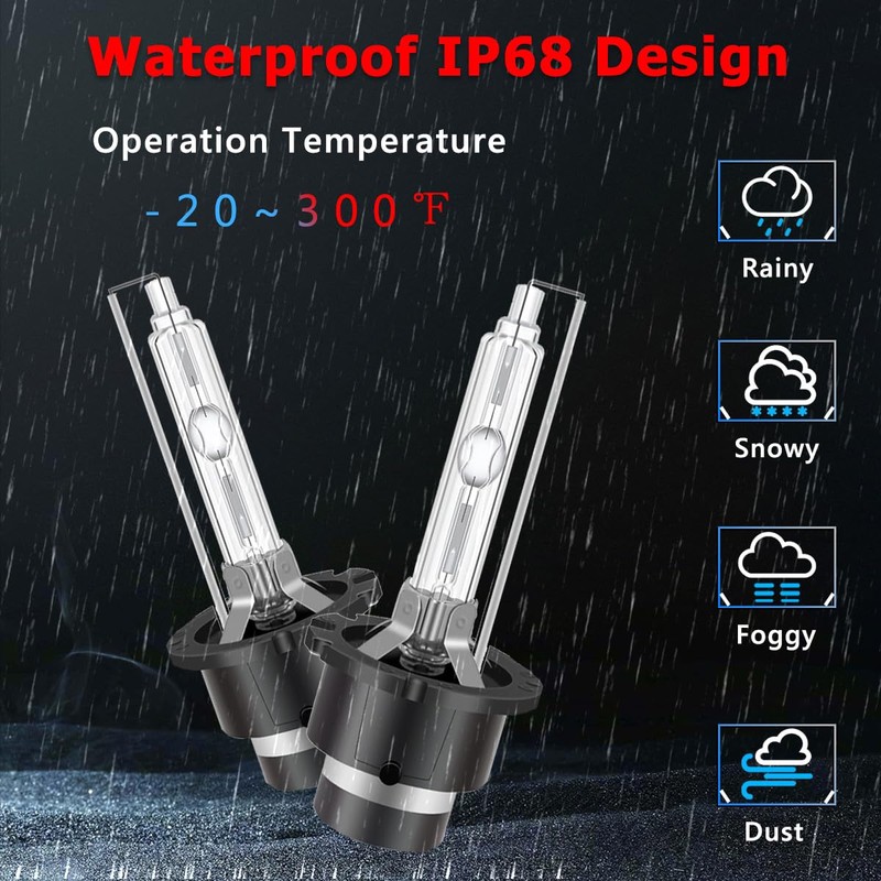 FAXCARS D4S HID Headlight Bulbs, 6000K Xenon White 150% Brighter,