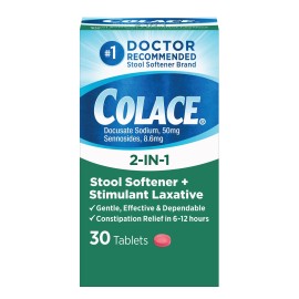 Colace 2-In-1 Stool Softener & Stimulant Laxative Tablets, Gentle Constipatio...