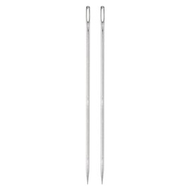 HARFINGTON 2Pcs Aguja de Tapicería con Ojo Grande Extra Largo de 6 Pulgadas Agujas de Coser Rectas Fáciles de Enhebrar de Acero Inoxidable para Muebles de Cuero