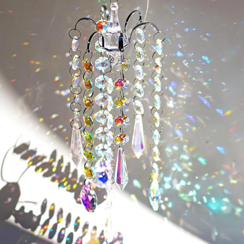 H&D HYALINE Chandelier Crystal Wind Chimes – AB Coating Prism