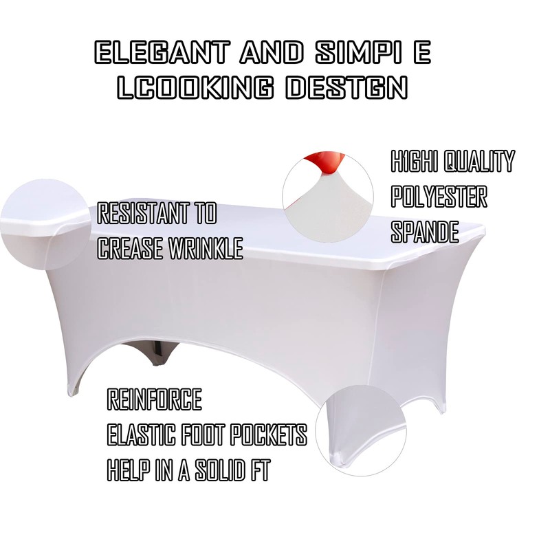 Spandex Table Covers 6FT 1Pc White Stretch Fitted Table Cloth