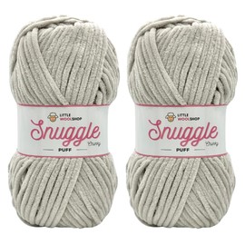 LittleWoolShop Snuggle Puff Chunky Chenille Yarn 100g - 100% Supersoft Polyester (Silver Frosting 1000, Pack of 2)
