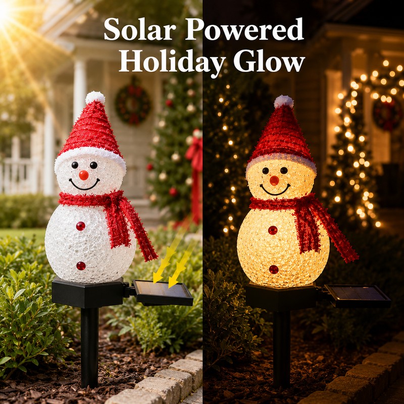Solar Snowman Garden Light for Christmas Décor – Waterproof LED