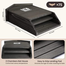 Sobalai Bat Houses for Outdoors for Tree, 2 Chamber Bat Boxes for Outside to Attract Bats to Land and Roost, Durable and Easy to Hang
